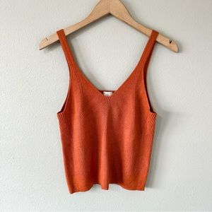 A New Day Burnt Orange Cropped Knit Tank V Neck Large